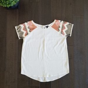 Quinn light top with sequin detailed sleeves